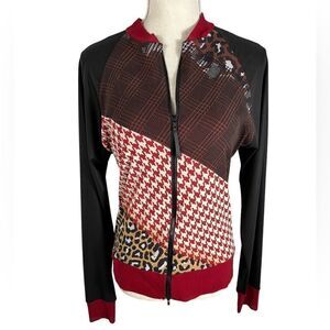 Petit Pois by Viviana G Luxury Knit Cheetah Print Micro Mesh Zip Up Jacket
